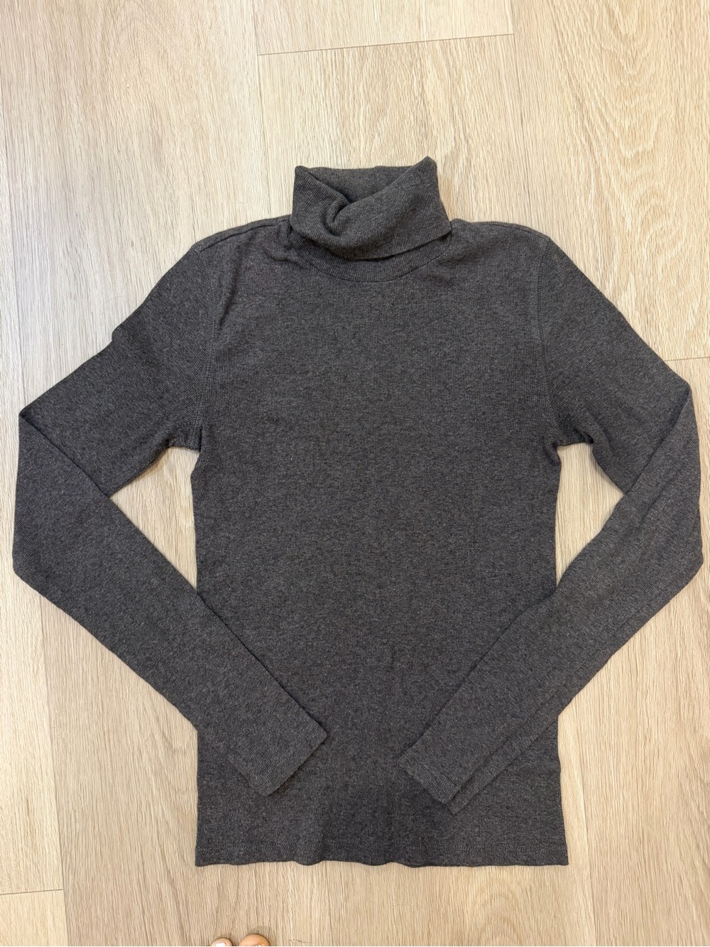 Everlane Charcoal Gray Ribbed Turtleneck Long Sleeve Top Size S